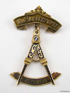 PAST MASTER Masonic   14k Gold 1903 Antique Medal JEWEL  