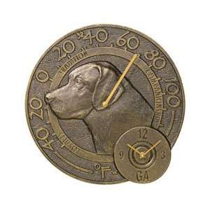   Diameter Labrador Thermometer Clock, French Bronze
