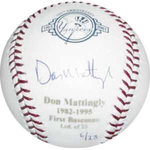  Don Mattingly Autographed Yankees 100th Anniversary Baseball 