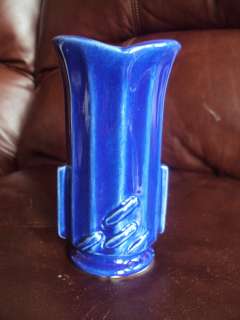 Vintage McCoy Pottery 1940s Blue Vase Excellent Hard to find  