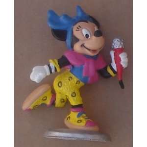    Minnie Mouse PVC Figure On Ice Skates Holding Mic 