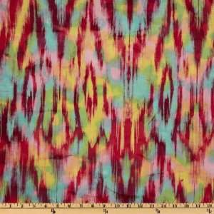 44 Wide Indian Batik Abstract Flame Stitch Fuchsia Fabric By The 
