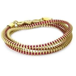 Vanessa Mooney Zip Me Up Small Wrap Bracelet   Brass and Pink