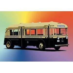 Vintage Art Springfield Transportation Company Bus   Giclee Fine Art 
