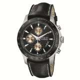 Gucci YA126215 G Timeless Chronograph Black Dial Black Leather Watch