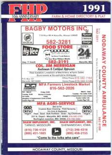 MO 1991 Nodaway County Missouri Plat Map Directory Book  