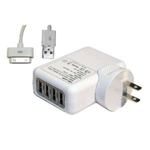  4 Port Wall to USB Travel A/C Power Adapter Charger for iPad 