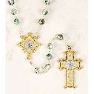   Paul Ii Italian Rosary Gold Overlay Bohemian Tin Cut Crystal Rosary