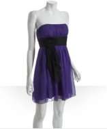 style #308347701 purple silk chiffon rosette sash strapless dress