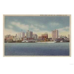 Jacksonville, FL   View of Water Front & Skyline Giclee Poster Print 