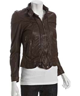 Cole Haan cocoa washed lambskin leather jacket