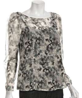 Cynthia Steffe black floral silk Lucy blouse
