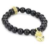 Queen Baby 8mm Polished Onyx Bead Bracelet with 18K Vermeil 3D Crowned 