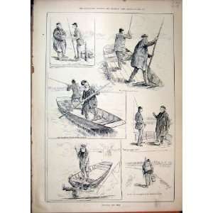  Pike Fishing 1886 Boat River Rod Johnson Sketches