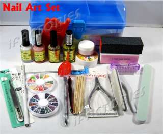 Manicure Acrylic Nail Art Gel Tips Tool Kit Brush Pen Full Set Fashion 
