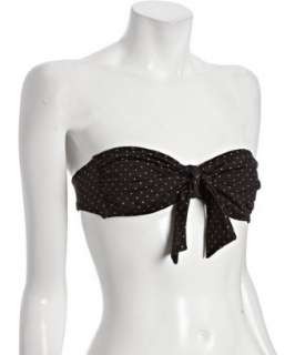 Lisa Curran Swim black polka dot French Swiss bow bandeau bikini top 