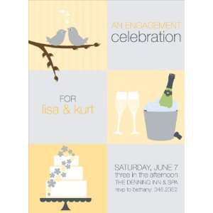   Squares Yellow Engagement Party Invitations