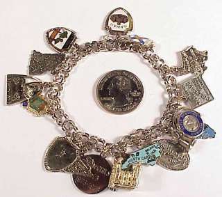 19 Charms Bracelet Travel 925 Silver States Countries  