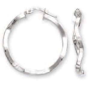  14k White Large Wavy Hoop Earrings   JewelryWeb Jewelry