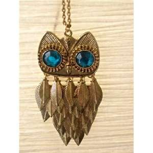    Fashion Gold Owl Multi Leaf Pendant Necklace with Chain Beauty
