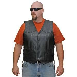   Top Quality Genuine Leather Tie Side Motorcycle Vest 