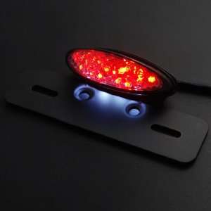 Black Bracket Clear Lens 12V LED White Red Motorcycle Brake Tail Light 