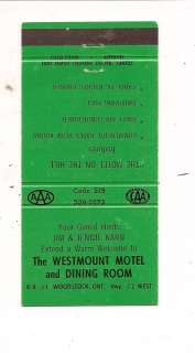 The Westmount Motel & Dining Room Hwy 2 Woodstock ON MB  