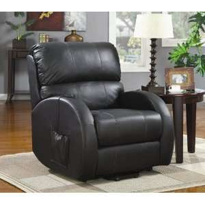  Power Lift Recliner with Side Bag in Black Leather