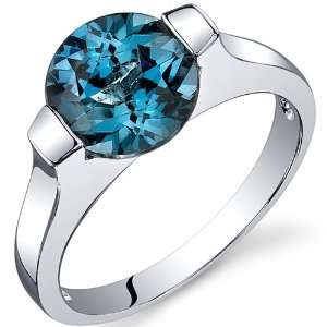  Bezel Set 2.25 carats London Blue Topaz Engagement Ring in 