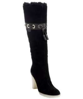 Miz Mooz black leather Gayle cuffed faux fur lined boots   