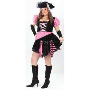  5 Pc Pink/Black Punk Pirate Halloween Costume Womens Plus 