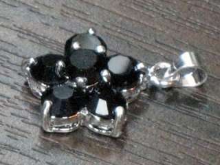 Black Crystal Silver Flower Pendant for Necklace  