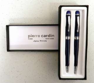   Cardin Blue Ballpoint Pen and Lead Pencil Set With Case New  