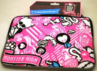 NEW Monster High Pink 10 Tablet Soft Sleeve Case Cover  