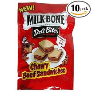 Milk Bone Chewy Treats, Beef Sandwiches, 5.6 Ounce Pouches (Pack of 10 