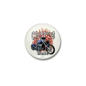Mini Button Choppers Rule Flaming Motorcycle and Iron Cross   Harley 