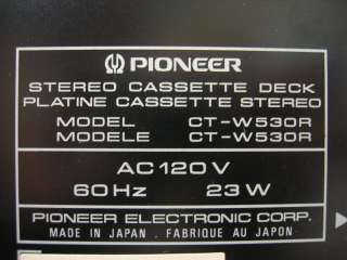Pioneer CT W530R Dual Cassette Deck Stereo  