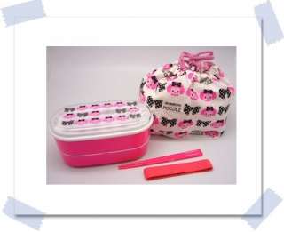 Bento RIBBON POODLE DOG Lunch Box+Bag+Belt+Chopsticks  