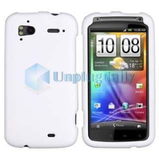 White Hard Cover Case+Privacy LCD Screen Protector for HTC Sensation 