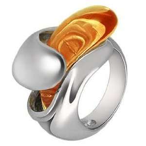      Amber Murano Glass Crossover Ring USA 7  UK N  IT 14 Jewelry