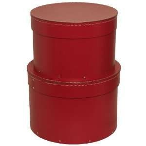  Red Nesting Set Hat Boxes with Removable Lids   Sold 
