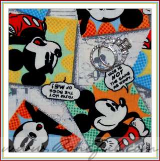   Classic Red Blue Mickey Disney Face Patchwork Cotton B&W Comic RARE