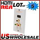 Lot of 5 HDMI 3 RCA Wall Plate Component Video RGB 1080p 3 RCA Outlet 