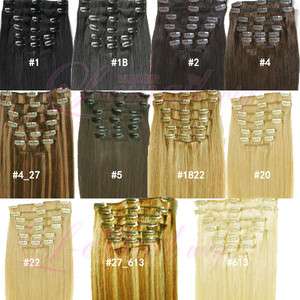   Straight Remy Clip in real Human Hair Extensions 4 cols list (100g