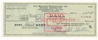 Red Skelton Double Hand Signed Autographed Bank Check 1  