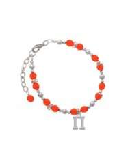 Greek Letter Pi Orange Czech Glass Beaded Charm Bracelet [Jewelry]