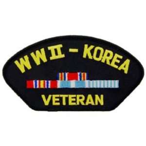   WWII & Korea Veteran Hat Patch 2 3/4 x 5 1/4 Patio, Lawn & Garden