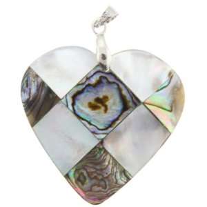 Pendants   Mosaic Abalone & Mother Of Pearl With Silver Plated Bail 