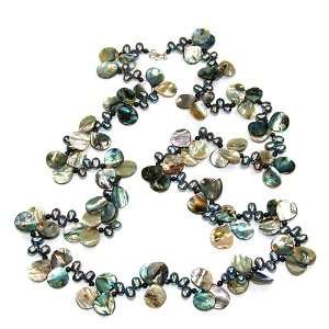  Abalone Shell and Freshwater Pearl Grey Necklace with 925 
