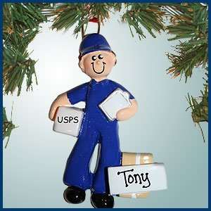 Personalized Christmas Ornaments   Blue Delivery Person   Personalized 